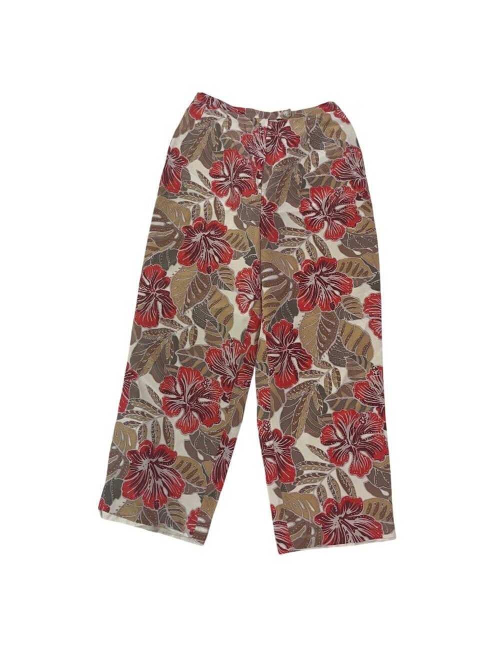 Vintage Harvé Benard Silk Cropped Pants Women's Size 6 PETITE Lined Floral Print